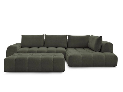 undefined, Ecksofa mit Hocker BOBOCHIC EVEREST Stoff chiniert grün