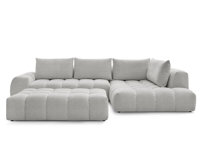 undefined, Ecksofa mit Hocker BOBOCHIC EVEREST Stoff chiniert hellgrau