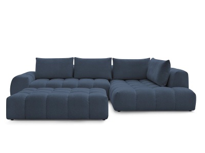undefined, Ecksofa mit Hocker BOBOCHIC EVEREST Stoff chiniert dunkelblau