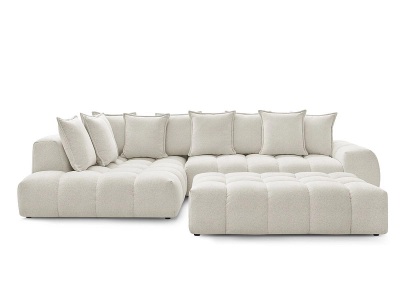 undefined, Ecksofa mit Hocker BOBOCHIC EVEREST Stoff chiniert weiss