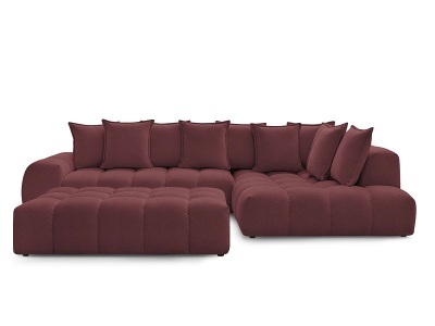 undefined, Ecksofa mit Hocker BOBOCHIC EVEREST Stoff chiniert rot, Ecksofa mit Hocker BOBOCHIC EVEREST Stoff chiniert rot
