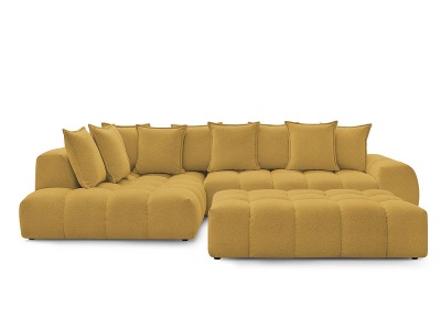 undefined, Ecksofa mit Hocker BOBOCHIC EVEREST Stoff chiniert gelb