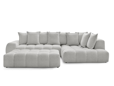 undefined, Ecksofa mit Hocker BOBOCHIC EVEREST Stoff chiniert hellgrau