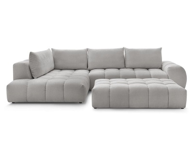 undefined, Ecksofa mit Hocker BOBOCHIC EVEREST Stoff mit Textur hellgrau