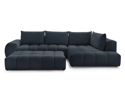 undefined, Ecksofa mit Hocker BOBOCHIC EVEREST Stoff mit Textur dunkelblau