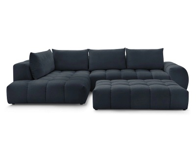 undefined, Ecksofa mit Hocker BOBOCHIC EVEREST Stoff mit Textur dunkelblau