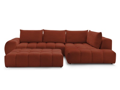 undefined, Ecksofa mit Hocker BOBOCHIC EVEREST Stoff mit Textur orange