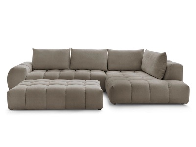 undefined, Ecksofa mit Hocker BOBOCHIC EVEREST Stoff mit Textur taupe