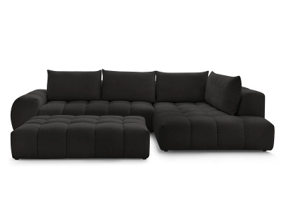 undefined, Ecksofa mit Hocker BOBOCHIC EVEREST Stoff mit Textur schwarz