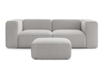 undefined, 2er Sofa mit Hocker BOBOCHIC ZEPHYR Stoff mit Textur hellgrau