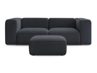 undefined, 2er Sofa mit Hocker BOBOCHIC ZEPHYR Stoff mit Textur dunkelblau