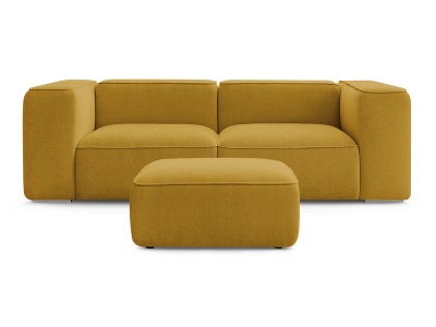 undefined, 2er Sofa mit Hocker BOBOCHIC ZEPHYR Stoff mit Textur gelb