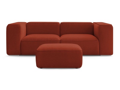 undefined, 2er Sofa mit Hocker BOBOCHIC ZEPHYR Stoff mit Textur orange
