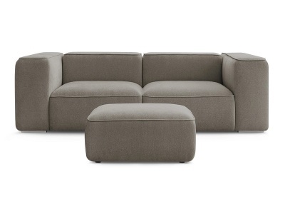 undefined, 2er Sofa mit Hocker BOBOCHIC ZEPHYR Stoff mit Textur taupe