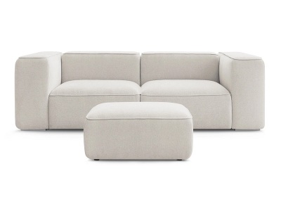 undefined, 2er Sofa mit Hocker BOBOCHIC ZEPHYR Stoff mit Textur beige