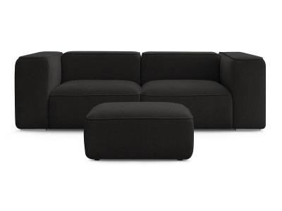 undefined, 2er Sofa mit Hocker BOBOCHIC ZEPHYR Stoff mit Textur schwarz