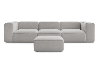 undefined, 3er Sofa mit Hocker BOBOCHIC ZEPHYR Stoff mit Textur hellgrau