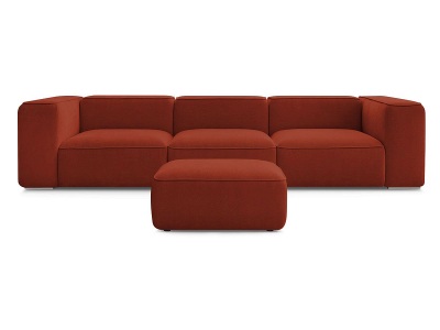 undefined, 3er Sofa mit Hocker BOBOCHIC ZEPHYR Stoff mit Textur orange