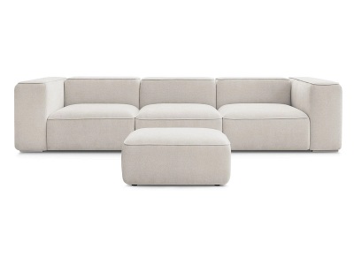 undefined, 3er Sofa mit Hocker BOBOCHIC ZEPHYR Stoff mit Textur beige