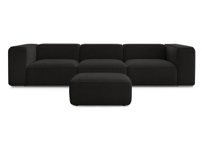undefined, 3er Sofa mit Hocker BOBOCHIC ZEPHYR Stoff mit Textur schwarz