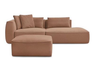 undefined, 3er Sofa mit Hocker BOBOCHIC LEOPOLD Stoff chiniert orange