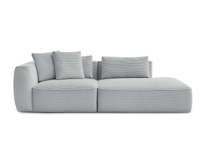 undefined, 3er Sofa BOBOCHIC LEOPOLD Cord-Stoff hellgrau