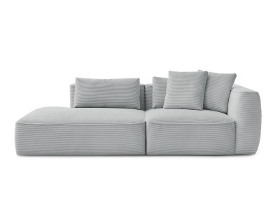 undefined, 3er Sofa BOBOCHIC LEOPOLD Cord-Stoff hellgrau