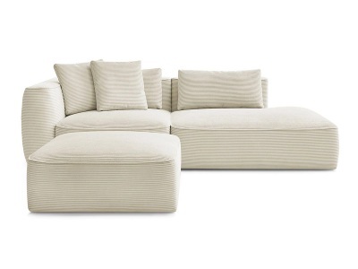undefined, 3er Sofa mit Hocker BOBOCHIC LEOPOLD Cord-Stoff beige, 3er Sofa mit Hocker BOBOCHIC LEOPOLD Cord-Stoff beige
