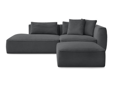 undefined, 3er Sofa mit Hocker BOBOCHIC LEOPOLD Cord-Stoff dunkelgrau, 3er Sofa mit Hocker BOBOCHIC LEOPOLD Cord-Stoff dunkelgrau