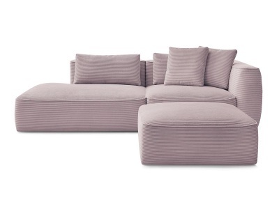 undefined, 3er Sofa mit Hocker BOBOCHIC LEOPOLD Cord-Stoff violett, 3er Sofa mit Hocker BOBOCHIC LEOPOLD Cord-Stoff violett