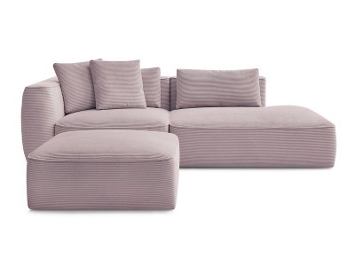 undefined, 3er Sofa mit Hocker BOBOCHIC LEOPOLD Cord-Stoff violett, 3er Sofa mit Hocker BOBOCHIC LEOPOLD Cord-Stoff violett
