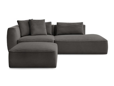 undefined, 3er Sofa mit Hocker BOBOCHIC LEOPOLD Cord-Stoff taupe