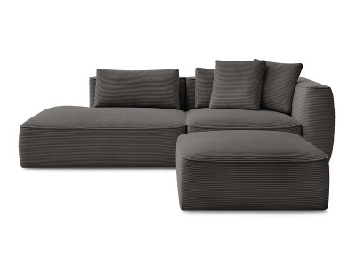 undefined, 3er Sofa mit Hocker BOBOCHIC LEOPOLD Cord-Stoff taupe, 3er Sofa mit Hocker BOBOCHIC LEOPOLD Cord-Stoff taupe