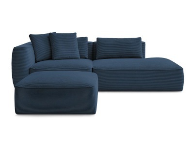 undefined, 3er Sofa mit Hocker BOBOCHIC LEOPOLD Cord-Stoff dunkelblau, 3er Sofa mit Hocker BOBOCHIC LEOPOLD Cord-Stoff dunkelblau