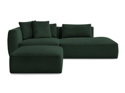 undefined, 3er Sofa mit Hocker BOBOCHIC LEOPOLD Cord-Stoff dunkelgrün, 3er Sofa mit Hocker BOBOCHIC LEOPOLD Cord-Stoff dunkelgrün
