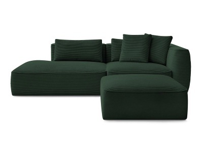undefined, 3er Sofa mit Hocker BOBOCHIC LEOPOLD Cord-Stoff dunkelgrün, 3er Sofa mit Hocker BOBOCHIC LEOPOLD Cord-Stoff dunkelgrün