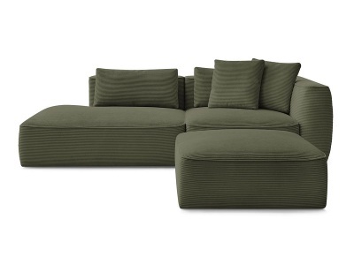 undefined, 3er Sofa mit Hocker BOBOCHIC LEOPOLD Cord-Stoff hellgrün