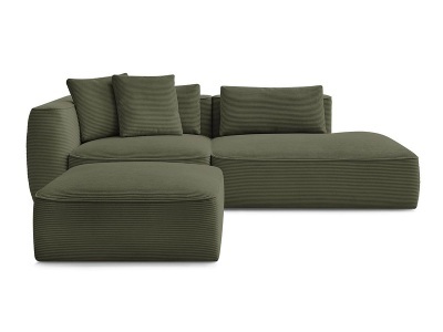undefined, 3er Sofa mit Hocker BOBOCHIC LEOPOLD Cord-Stoff hellgrün, 3er Sofa mit Hocker BOBOCHIC LEOPOLD Cord-Stoff hellgrün