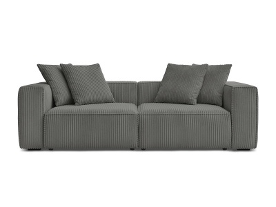 undefined, 3er Sofa BOBOCHIC NINA Cord-Stoff dunkelgrau