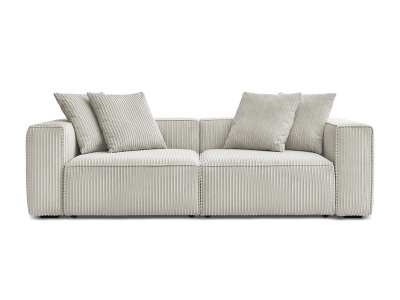 undefined, 3er Sofa BOBOCHIC NINA Cord-Stoff hellgrau