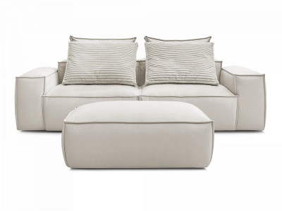 undefined, 3er Sofa mit Hocker BOBOCHIC BOHEME Synthetisches Leder beige, 3er Sofa mit Hocker BOBOCHIC BOHEME Synthetisches Leder beige