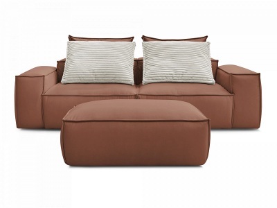 undefined, 3er Sofa mit Hocker BOBOCHIC BOHEME Synthetisches Leder dunkelbraun, 3er Sofa mit Hocker BOBOCHIC BOHEME Synthetisches Leder dunkelbraun