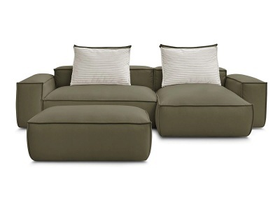 undefined, Ecksofa mit Hocker BOBOCHIC BOHEME Synthetisches Leder grün, Ecksofa mit Hocker BOBOCHIC BOHEME Synthetisches Leder grün