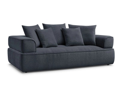 undefined, 3er Sofa BOBOCHIC WHESLEY Stoff dunkelblau