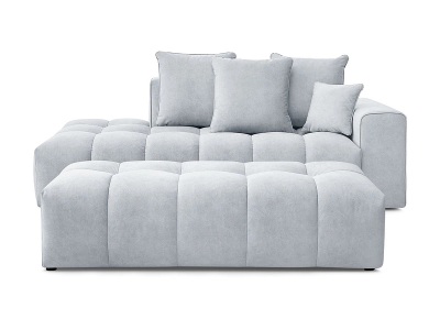 undefined, 3er Sofa mit Hocker BOBOCHIC MONT-BLANC Samt hellgrau