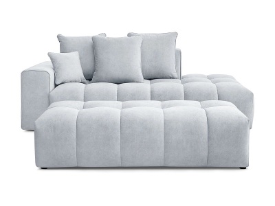 undefined, 3er Sofa mit Hocker BOBOCHIC MONT-BLANC Samt hellgrau