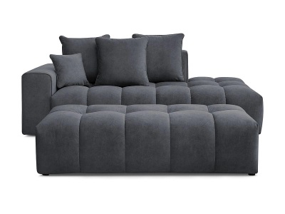 undefined, 3er Sofa mit Hocker BOBOCHIC MONT-BLANC Samt dunkelgrau