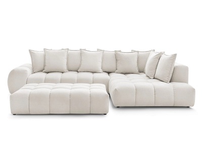 Bobochic, Ecksofa mit Hocker BOBOCHIC EVEREST weiss, Ecksofa mit Hocker BOBOCHIC EVEREST Stoff mit Textur weiss