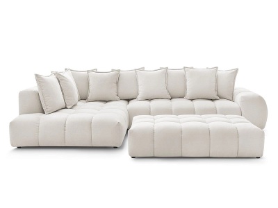 Bobochic, Ecksofa mit Hocker BOBOCHIC EVEREST weiss, Ecksofa mit Hocker BOBOCHIC EVEREST Stoff mit Textur weiss