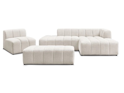 Bobochic, Sofa-Set BOBOCHIC ANNECY Boucle-Stoff weiss
